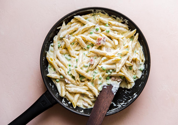 Pasta With Peas, Pancetta and Goat Cheese