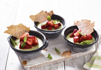 BASIL CURD PARFAIT WITH MARINATED STRAWBERRIES