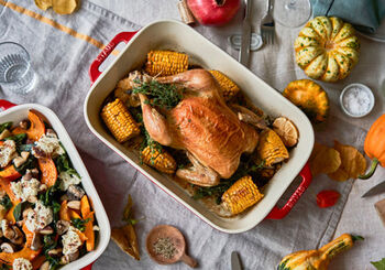 Roast Chicken with Corn And Thyme