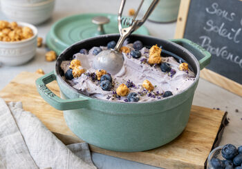 Lavender Ice Cream with Caramel Popcorn