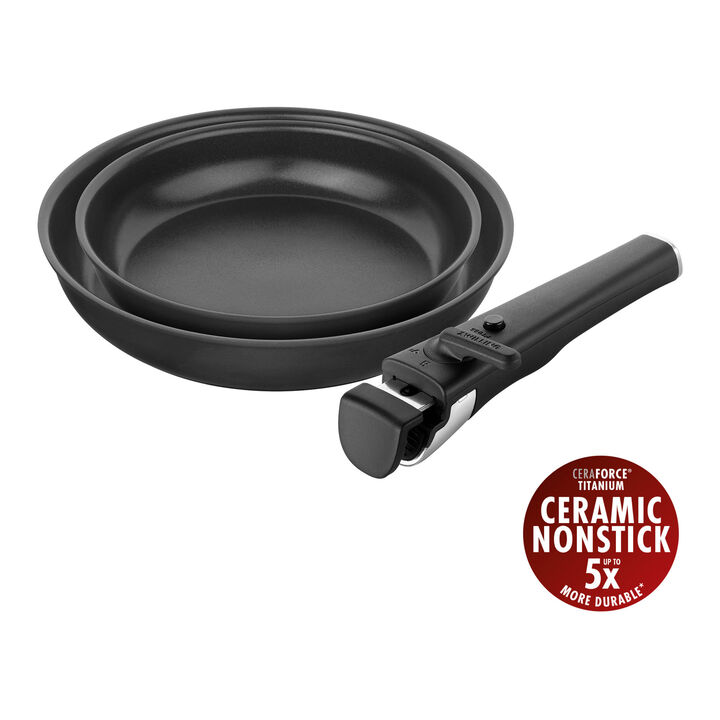 Unlock, 3-pcs, Set de poêles, Noir mat, large 1