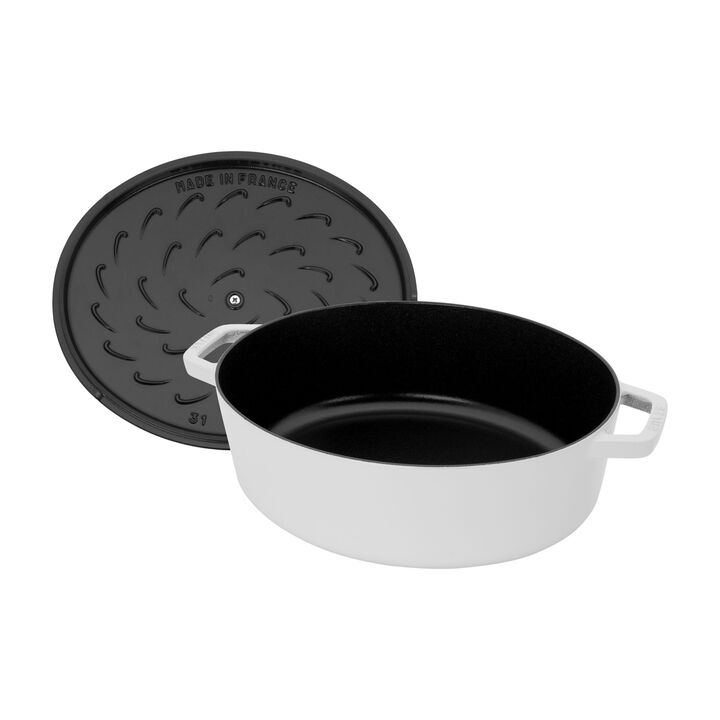 Cast Iron, 6.25 qt, Wide Oval Dutch Oven, Pure White - Factory Second, large 3