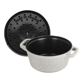 Cocotte twister 20 cm, Rond(e), Truffe blanche, Fonte