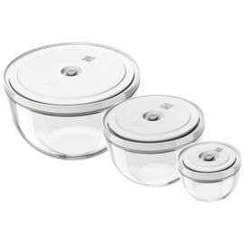 Vakuumschüssel Set S/M/L / 6-tlg, Glas, Transparent-Weiß