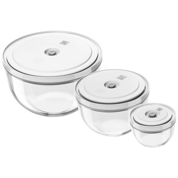 Vacuum bowl set S/M/L / 6-par&ccedil;a, Cam, şeffaf-beyaz,,large 1