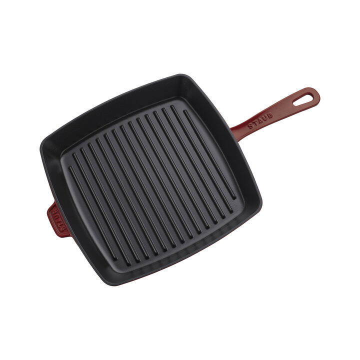Grill Pans, 30 cm cast iron square American grill, grenadine-red - Visual Imperfections, large 2