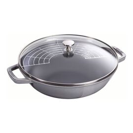 30 cm, Wok avec couvercle en verre, Gris graphite