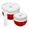 Set de bols avec pompe et couvercles sous vide, 5-pcs. /M/L/18/24&nbsp;cm, cerise, C&eacute;ramique, small 1