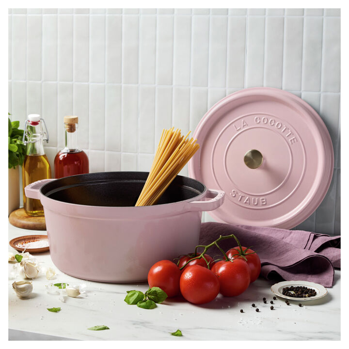 Cast Iron, 7 qt, Round, Dutch Oven, Peony Pink, large 3