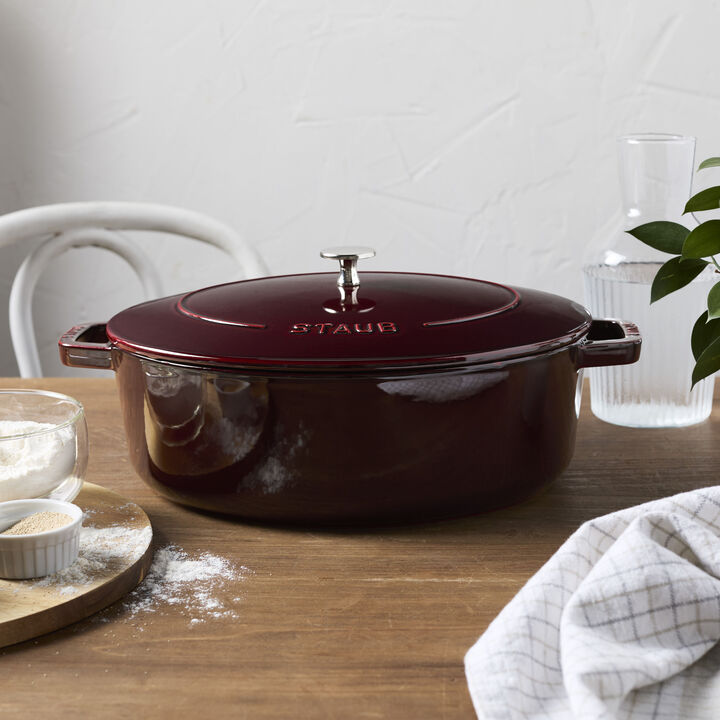 Cast Iron, 6.25 qt, Wide Oval Dutch Oven, Grenadine, large 2