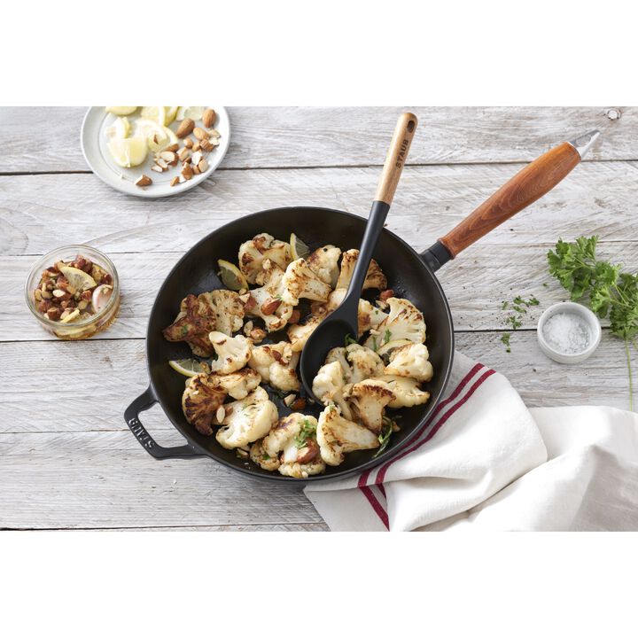 Pans, 28 cm Cast iron Frying pan with wooden handle black, large 2