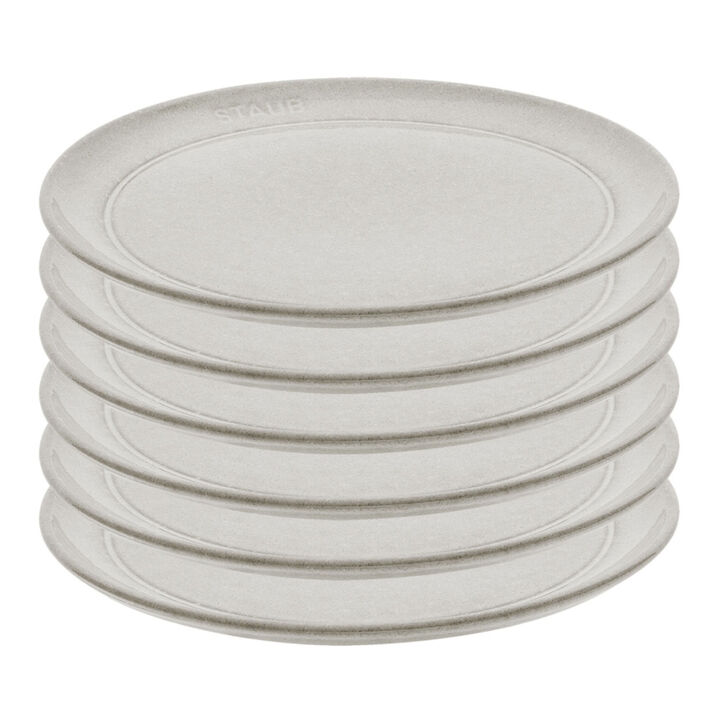 Conjunto de pratos planos 20 cm, 6 peças, cerâmica, branco trufado, large 1