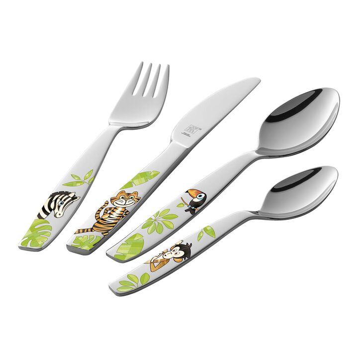 Jungle, 4 Piece, Children's flatware set, mixed Colours, large 1