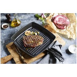 26 cm cast iron square American grill, black