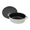 Cast Iron, 6.25 qt, Wide Oval Dutch Oven, White Truffle, small 6