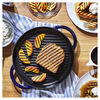 Cast Iron, 10-inch, Round Double Handle Pure Grill, Dark Blue, small 4