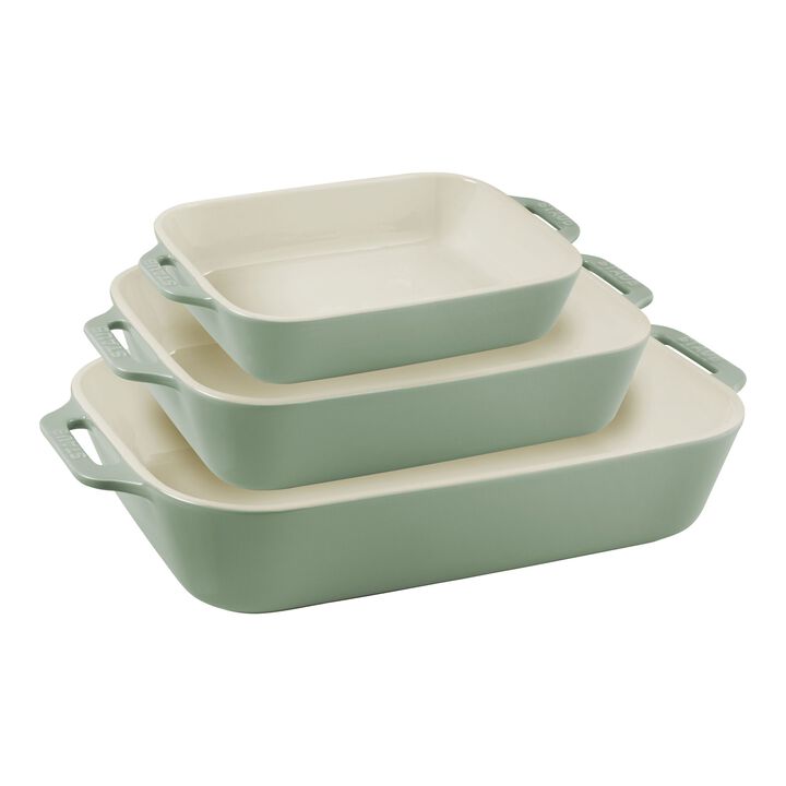 Ceramique, Rectangular Baking Dish Set Eucalyptus 3 Piece, large 1