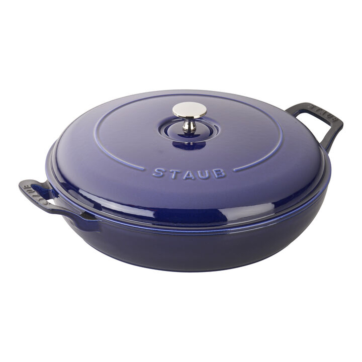 Cast Iron, 3.5 qt, Braiser, Dark Blue, large 2