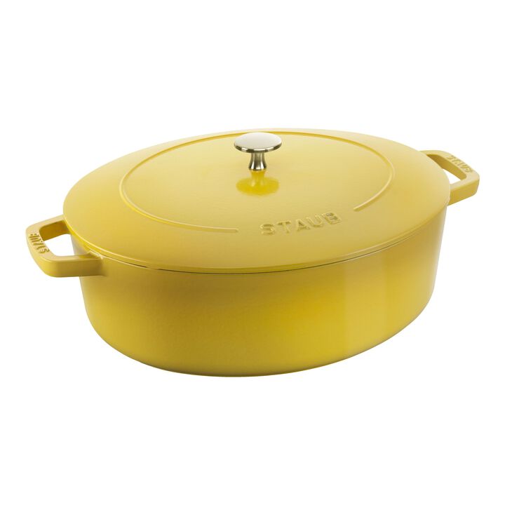 Cast Iron, 6.25 qt, Wide Oval Dutch Oven, Citron, large 1