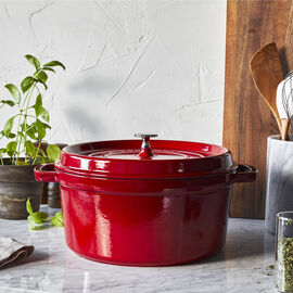 Cocotte 24 cm, redondo, Vermelho cereja, Ferro fundido