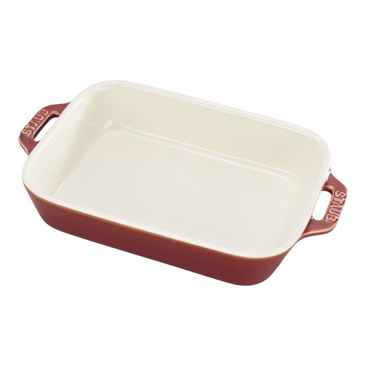 Ceramique, Plat à four 20 cm, Rectangulaire, Vieux cuivre, large 1