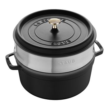 D&ouml;k&uuml;m Tencere Buharlı Pişirici ile | Siyah | 26 cm | 5,25 l | yuvarlak,,large 1
