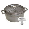 Cocotte et Swarovski bouton, 2-pcs. /28 cm, gris graphite / argent, Fonte / Acier Inoxydable, small 1