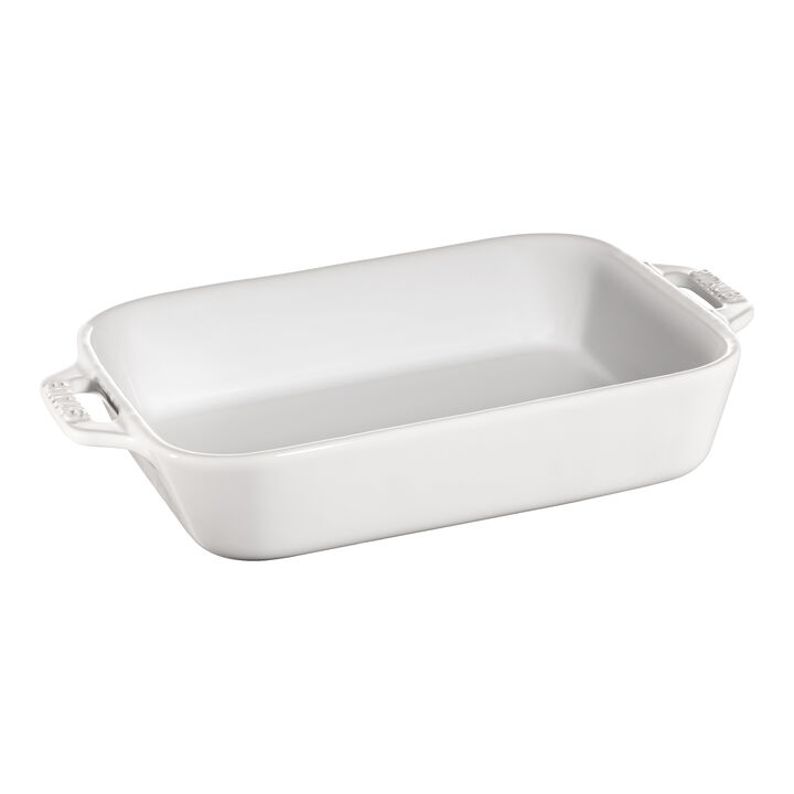 Stoneware, 2-pc, Rectangular Baking Dish Set, White, large 4