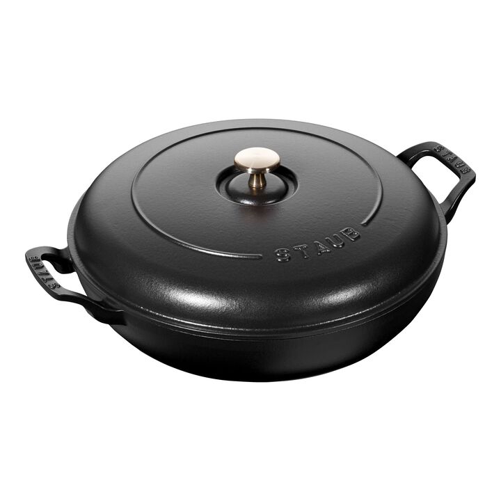 Cast Iron, 3.5 qt, Braiser, Matte Black, large 1