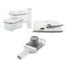FRESH & SAVE, Vakuum Starterset mit Multi-Reibe, 7-tlg. / M/L, Grau/Transparent, Glas, small 1