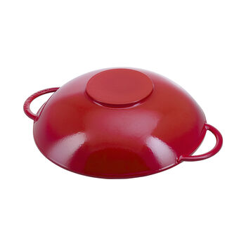 Wok Tava Cam Kapaklı | d&ouml;k&uuml;m demir | Kiraz | 37 cm,,large 4