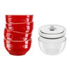 Fresh & Save BOWLS, Sk&aring;ls&aelig;t med Vakuuml&aring;g, 5-dele/ 12 cm, Kirseb&aelig;rr&oslash;d/ Gennemsigtig, Keramisk/ Glas, small 1