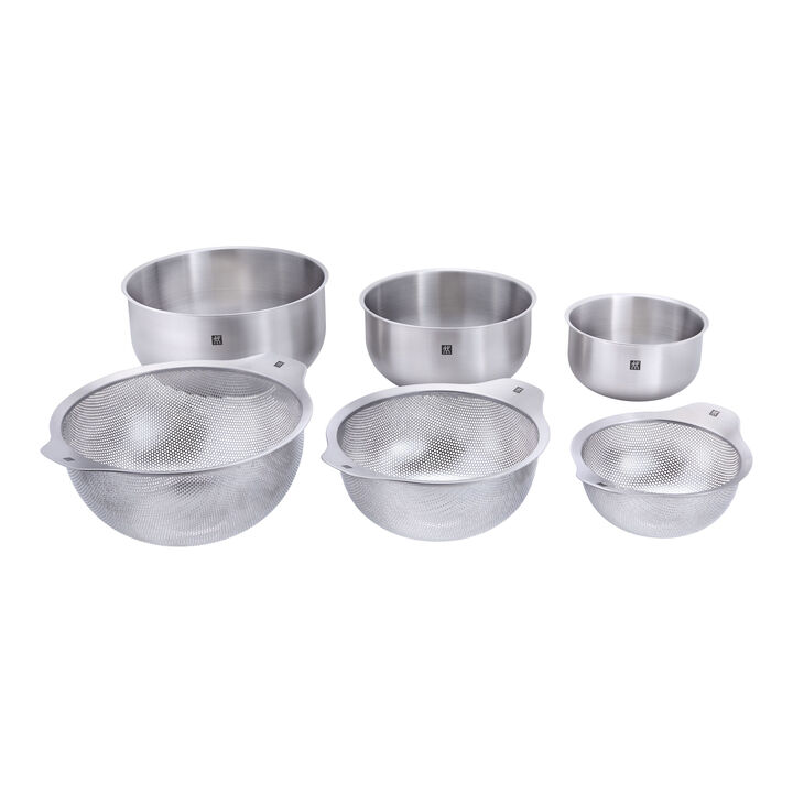 Prep, 6-pc, Bowl and Strainer Set, Silver, large 1