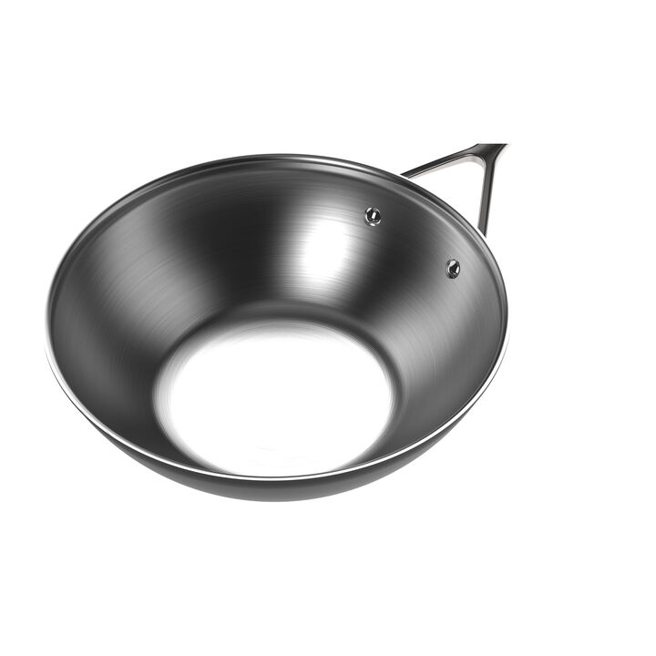 Black 5, 12-inch, 18/10 Stainless Steel, Wok, Silver-Black, large 3