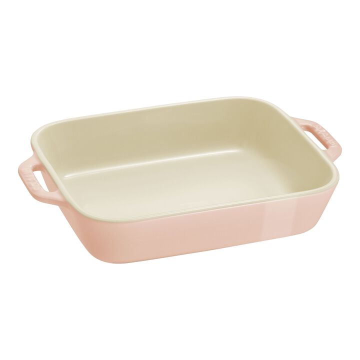 Stoneware, 2-pc, Rectangular Baking Dish Set Macaron, Light Pink, large 2