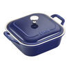 Stoneware, 9-inch, Square, Covered Baking Dish, Dark Blue, small 1