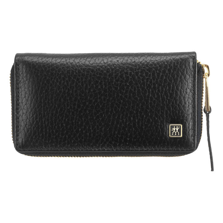 PREMIUM, 3-pcs Calf leather  Manicure Case black, large 2