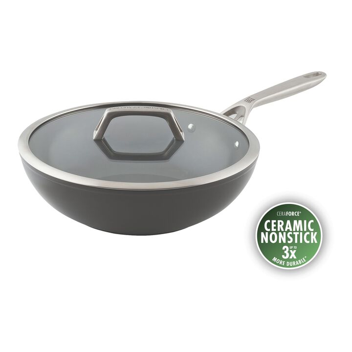 Motion Ceramic, 30 cm / 12 inch aluminum Wok with lid, large 1