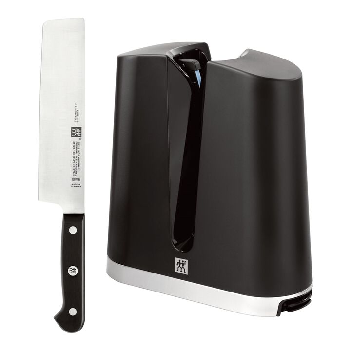 2 Piece, V-Edge Sharpener and Gourmet Nakiri Set, black, large 1