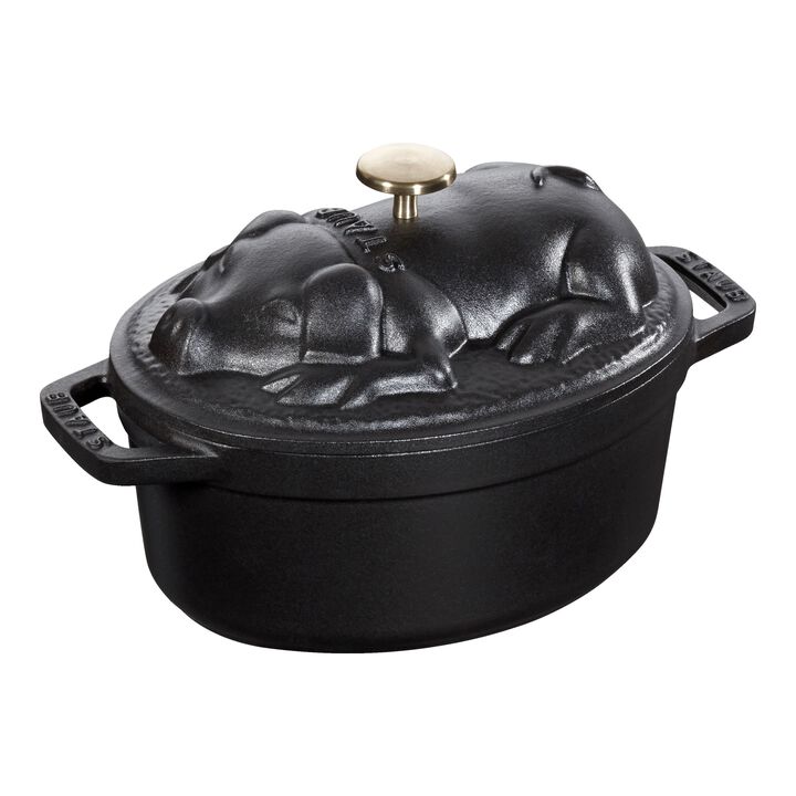 La Cocotte, Gryta grislock 17 cm / 1 l, Oval, Svart, Gjutjärn, large 1