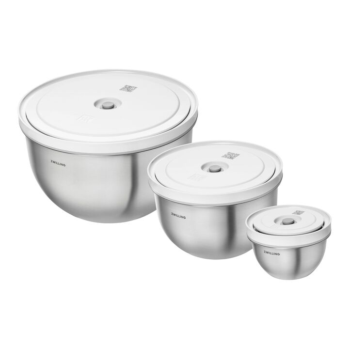 Fresh & Save BOWLS, Vacuum bowl set S/M/L / 6-pc, stainless steel, Silver-White, large 1