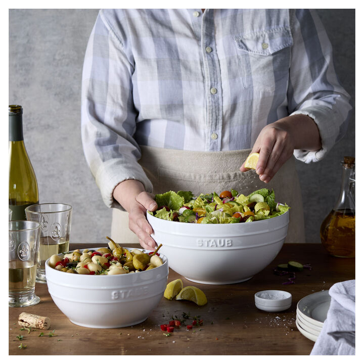 Stoneware, 2-pc, Large Mixing Bowl Set, White, large 4