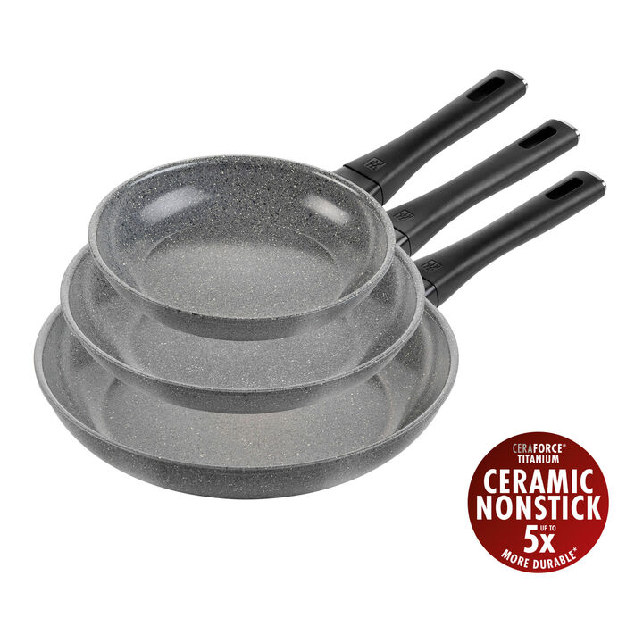 Terreno Plus, Conjunto de frigideiras de 3 peças, alumínio, antiaderente de cerâmica, large 1