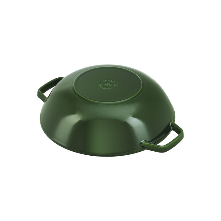 Specialities, Wok mit Glasdeckel 30 cm, rund, Basilikum-Grün, Gusseisen, large 3