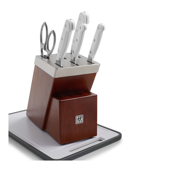 Pro le blanc, 7-pc, Self Sharpening Knife Block Set, Silver-White, large 1