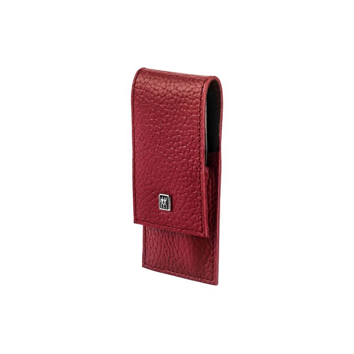 CLASSIC, 3-pcs Leather Snap fastener case red, large 3