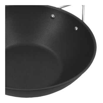 Wok Tava d&uuml;z taban | Al&uuml;minyum | G&uuml;m&uuml;ş-Siyah | 30 cm,,large 5