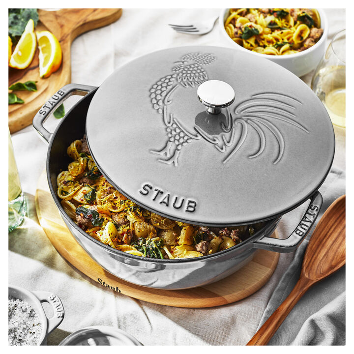 Cast Iron, 3.75 qt, Essential French Oven Rooster Lid, Graphite Grey, large 2