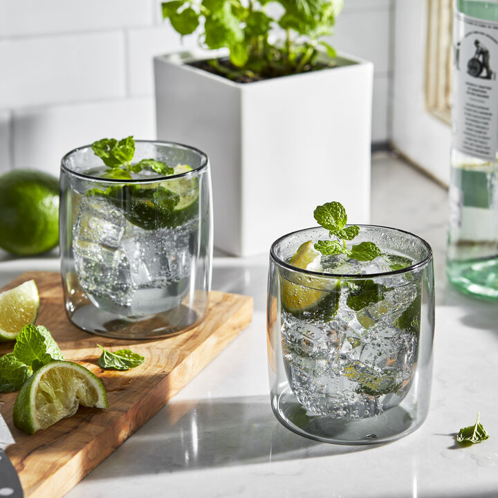 Sorrento Bar, 2-pc Tumbler Glass Set - Smoke Grey, Double Wall , large 3