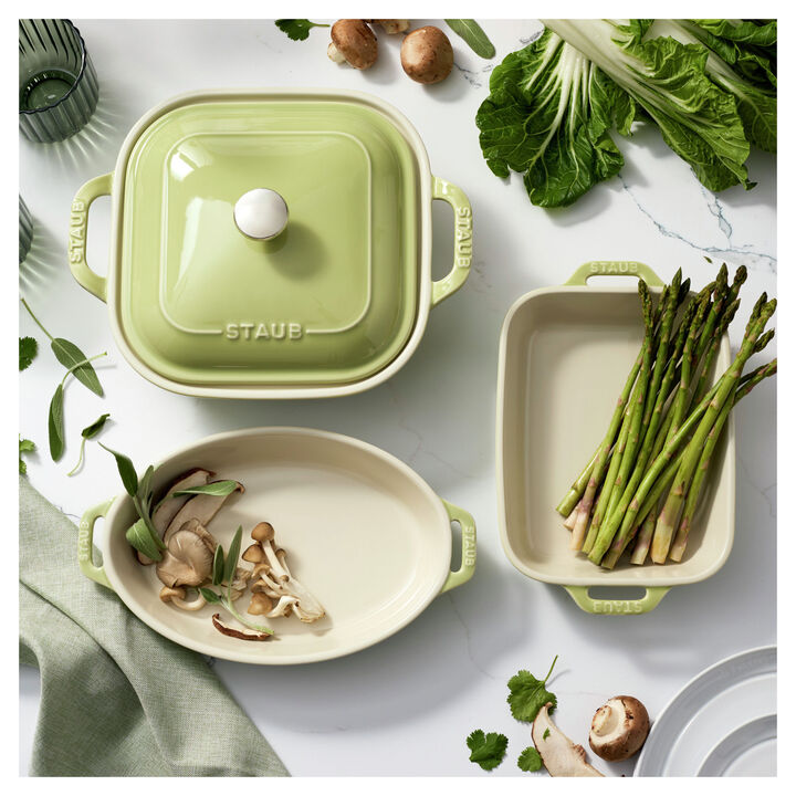 Stoneware, 4-pc, Macaron Mixed Baking Dish Set, Light Green, large 2
